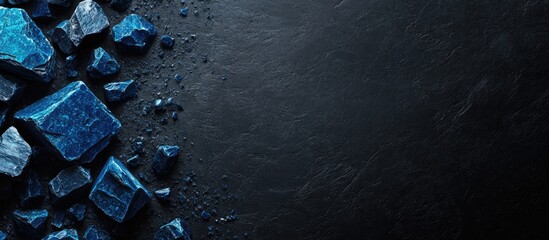 Aufkleber - Abstract dark background featuring blue stone fragments with ample space for copy, ideal for advertising or creative projects.