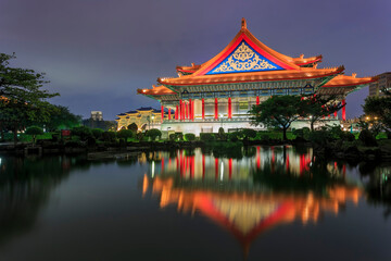 Wall Mural - Night view of the famous National Concert Hall with reflection