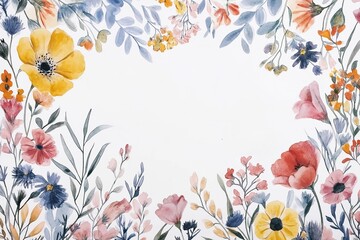 Wall Mural - watercolor paint of Floral boarder frame isolated on white background