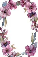 Wall Mural - watercolor paint of Floral boarder frame isolated on white background