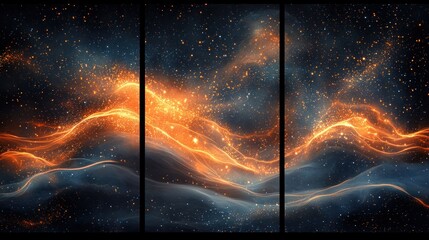 Canvas Print - Cosmic galaxy triptych art.