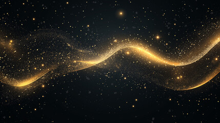 Wall Mural - celestial dance: a mesmerizing abstract backdrop, a shimmering gold wave dances through a galaxy of 