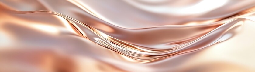 Wall Mural - Futuristic abstract background with rose gold liquid metal waves and elegant depth for modern design applications