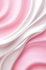 Wall Mural - Elegant minimalist cosmetic background featuring smooth cream swirls on a soft pastel pink gradient for modern design applications