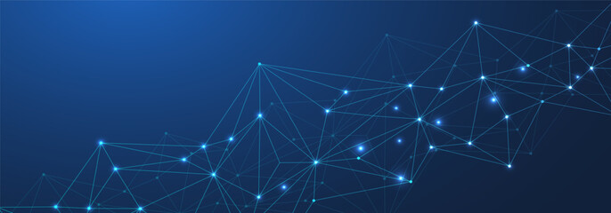 Wall Mural - digital abstract connection dots and lines. network connection structure. technology polygonal backg
