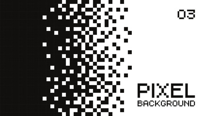 Wall Mural - minimalistic pixelated black and white background with a smooth gradient transition placed horizonta