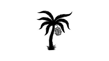 Banana tree symbol , black isolated silhouette