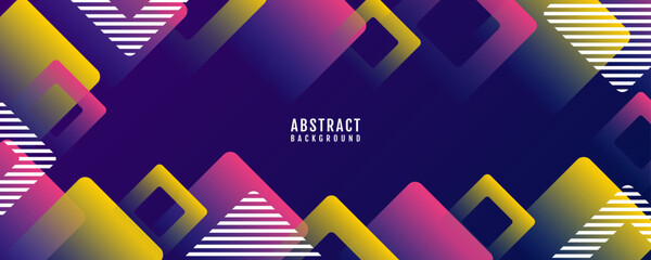 Wall Mural - 3d yellow pink abstract background overlap layer on dark space with squares effect decoration. moder