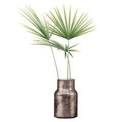 Wall Mural - collection of Livistona plant in pot with realistic style