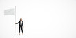 © Who is Danny - Businesswoman holding a white flag, minimalistic background, concept of surrender or negotiation.