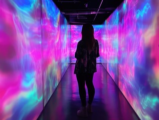 immersive art installation offering multi-sensory experiences, blending visuals, soundscapes, tactil
