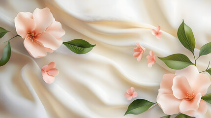 Wall Mural - Delicate Floral Design on Creamy Silk