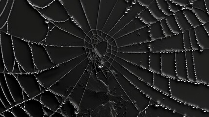 Poster - A spiderweb with dewdrops glistening in the morning light.