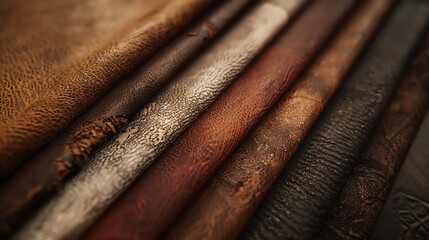 Poster - A close-up of a stack of different colored leather.