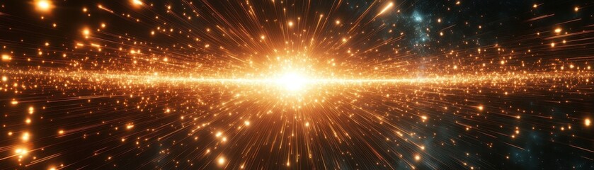Wall Mural - Stunning Cosmic Explosion with Radiant Light Bursts and Starry Background in Deep Space