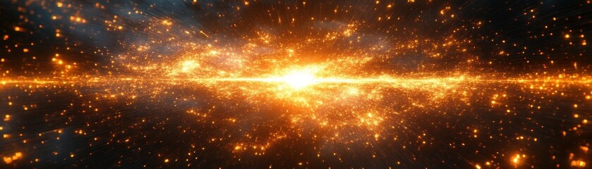 Wall Mural - Stunning Cosmic Explosion with Vibrant Orange and Yellow Light Bursts in Deep Space Capturing the Beauty and Power of the Universe