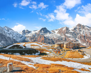 Wall Mural - astonishing view of grossglockner high alpine road at autumn.