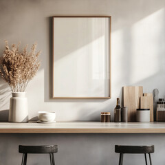 Sticker - Mockup of a frame in a kitchen interior with a modern interior