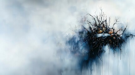 Aufkleber - Melancholic abstract painting art studio canvas artwork muted environment artistic perspective emotional concept