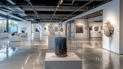 Poster - Exploring abstract sculptures in a contemporary urban art gallery a postmodern artistic perspective