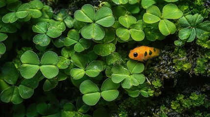 Sticker - Orange bug hides among clovers.