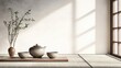 © arri - Serene minimalist tea ceremony setting with natural elements