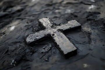 Canvas Print - Cross of ashes - symbol of Ash Wednesday 