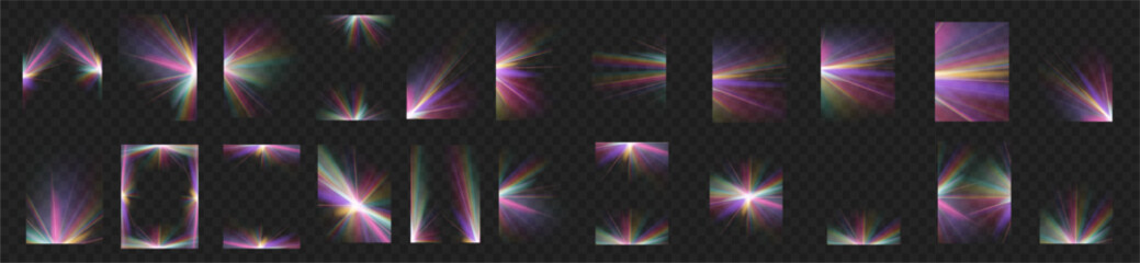 Wall Mural - crystal star. crystal ray light, sun shines rainbow red yellow and blue color. optical fire light ef