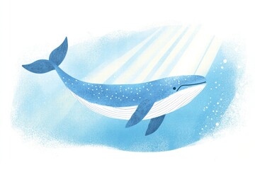 Poster - Gentle giant swims gracefully through serene ocean waters illuminated by sunlight. Generative AI