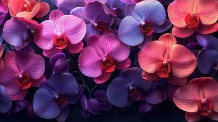 Sticker - Pink purple orchids bloom.