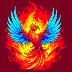 Wall Mural - a vibrant phoenix rising from flames symbolizing rebirth and renewal