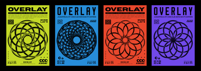 Aufkleber - Abstract Futuristic Posters Set. Collection Of Brutalist Placards. Streetwear Elements.