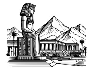 Wall Mural - ancient egyptian scene goddess and nile raster