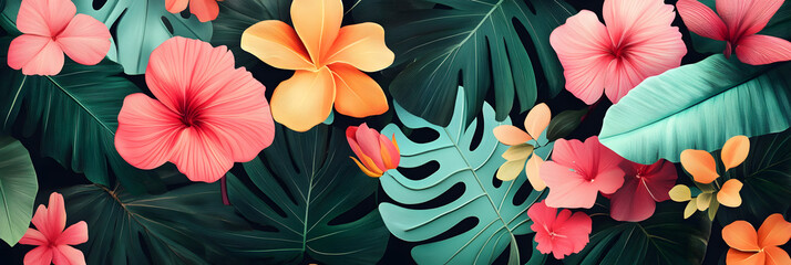 Wall Mural - stunning tropical floral pattern background