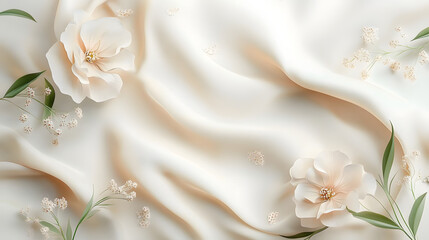 Wall Mural - Delicate Floral Design on Creamy Silk