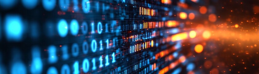 Wall Mural - colorful binary codes and light effects create a dynamic visualization of digital data