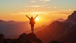 © Elena - Silhouette of a woman celebrating at sunrise on a mountaintop