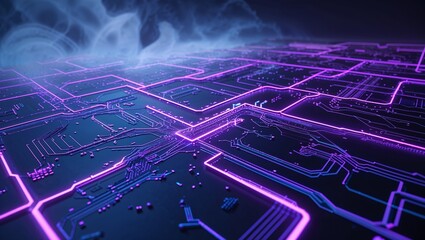 Abstract circuit cyberspace design created with Generative Ai technology