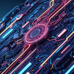 Abstract circuit cyberspace design created with Generative Ai technology