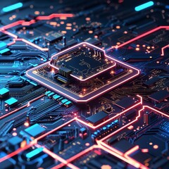 Abstract circuit cyberspace design created with Generative Ai technology