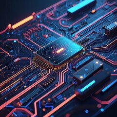 Abstract circuit cyberspace design created with Generative Ai technology