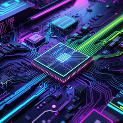 Abstract circuit cyberspace design created with Generative Ai technology