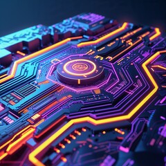 Abstract circuit cyberspace design created with Generative Ai technology