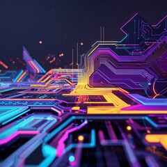 Abstract circuit cyberspace design created with Generative Ai technology