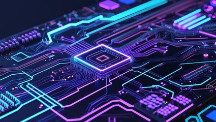 Abstract circuit cyberspace design created with Generative Ai technology