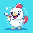 © lestari - Funny bird brushing teeth, bathroom, bubbles, hygiene poster