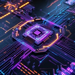 Abstract circuit cyberspace design created with Generative Ai technology