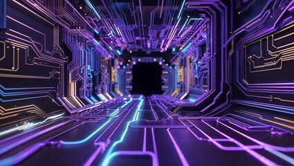 Abstract circuit cyberspace design created with Generative Ai technology