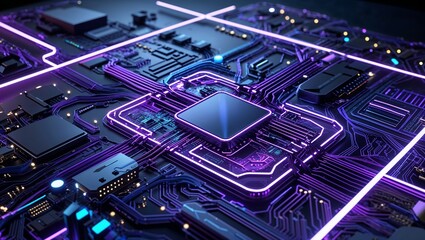 Abstract circuit cyberspace design created with Generative Ai technology
