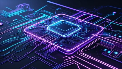 Abstract circuit cyberspace design created with Generative Ai technology